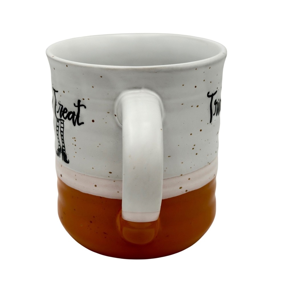 Sheffield Home Halloween Trick or Treat Witch Legs Speckled Ceramic Mug Orange - Picture 3 of 9